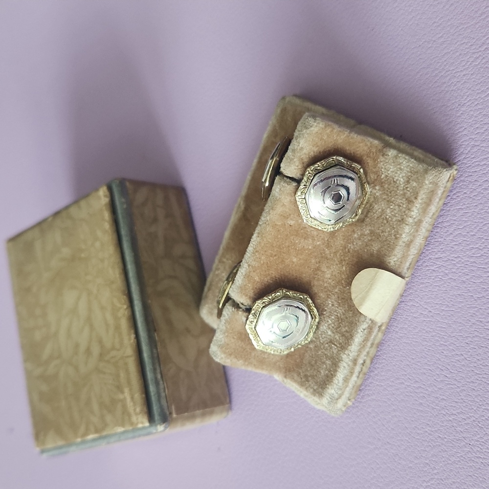 Belais stamped 14k gold, white gold front, cuff links vintage
